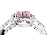 Platinum Fancy Pink Round Cut Cut Halo Diamond Infinity Band with Four-Prong Setting_16