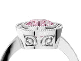 Platinum Fancy Pink Round Cut Cut Halo Pavé Diamond Ring_16
