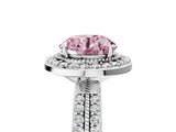 Platinum Fancy Pink Round Cut Diamond Double Halo Ring with Split Shank and Four-Prong Setting_11