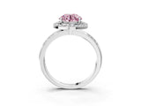 Platinum Fancy Pink Round Cut Diamond Double Halo Ring with Split Shank and Four-Prong Setting_9