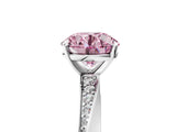 Platinum Fancy Pink Round Cut Diamond Engagement Ring with Side Stone Accents and Four-Prong Setting_5