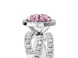 Platinum Fancy Pink Round Cut Diamond Halo Ring with Round Split Shank and Prong Setting_17