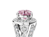 Platinum Fancy Pink Round Cut Diamond Halo Ring with Split Shank and Bezel Accents and Four-Prong Setting_11