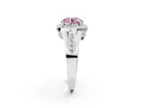 Platinum Fancy Pink Round Cut Diamond Halo Ring with Split Shank and Bezel Accents and Prong Setting_14