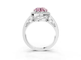 Platinum Fancy Pink Round Cut Diamond Halo Ring with Split Shank and Bezel Accents and Prong Setting_15