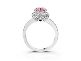 Platinum Fancy Pink Round Cut Diamond Scalloped Halo Engagement Ring with Round Shared Prong Band_3