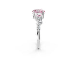 Platinum Fancy Pink Round Cut Diamond Scattered Round Accent Ring with Prong Setting_2
