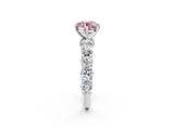 Platinum Fancy Pink Round Cut Diamond Side Stone Engagement Ring with Four-Prong Setting_43