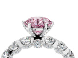Platinum Fancy Pink Round Cut Diamond Side Stone Engagement Ring with Four-Prong Setting_45