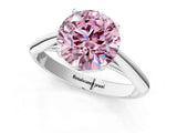 Platinum Fancy Pink Round Cut Diamond Solitaire Engagement Ring with Cathedral Setting and Four-Prong Mount_13