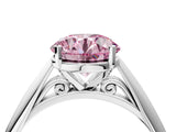 Platinum Fancy Pink Round Cut Diamond Solitaire Engagement Ring with Cathedral Setting and Four-Prong Mount_16