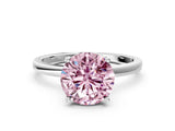 Platinum Fancy Pink Round Cut Diamond Solitaire Ring with Classic Band and Four-Prong Setting_12