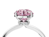 Platinum Fancy Pink Round Cut Diamond Solitaire Ring with Classic Band and Four-Prong Setting_16