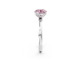 Platinum Fancy Pink Round Cut Diamond Solitaire Ring with Thin Band and Prong Setting_2