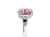 Platinum Fancy Pink Round Cut Diamond Solitaire Ring with Thin Band and Prong Setting_5