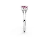 Platinum Fancy Pink Round Cut Diamond Three-Stone Engagement Ring with Prong Setting and Pavé Band_14