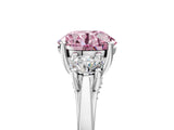 Platinum Fancy Pink Round Cut Diamond Three-Stone Engagement Ring with Prong Setting and Pavé Band_17