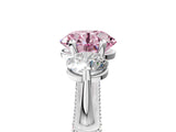 Platinum Fancy Pink Round Cut Diamond Three-Stone Ring with Prong Setting and Pavé Band_17