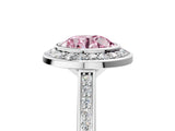 Platinum Fancy Pink Round Cut Halo Bezel Diamond Pave Band Ring_11