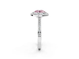 Platinum Fancy Pink Round Cut Halo Bezel Diamond Pave Band Ring_8