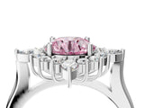 Platinum Fancy Pink Round Cut Halo Diamond Cluster Ring with Marquise and Round Stones on a White Gold Band with Prong Setting_16