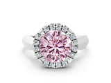 Platinum Fancy Pink Round  Cut Halo Solitaire Engagement Ring with Square Band and Four-Prong Setting_12