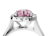 Platinum Fancy Pink Round  Cut Halo Solitaire Engagement Ring with Square Band and Four-Prong Setting_16