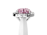 Platinum Fancy Pink Round  Cut Halo Solitaire Engagement Ring with Square Band and Four-Prong Setting_17