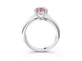 Platinum Fancy Pink Round  Cut Solitaire Engagement Ring with Tapered Band and Four-Prong Setting 4