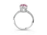 Platinum Fancy Pink Round Cut Solitaire Split Shank Pave Diamond Engagement Ring with Four-Prong Setting_111