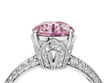 Platinum Fancy Pink Round Cut Solitaire Split Shank Pave Diamond Engagement Ring with Four-Prong Setting_46
