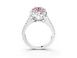 Platinum Fancy Pink Round  Halo Diamond Floral Split Shank Engagement Ring 5