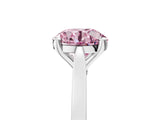 Platinum Fancy Pink Round  Solitaire Diamond Ring with Four-Prong Setting and Tapered Band 5