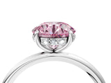 Platinum Fancy Pink Round  Solitaire Diamond Ring with a Classic Band and Four-Prong Setting 4