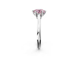 Platinum Fancy Pink Round  Solitaire Engagement Ring with Six-Prong Setting and Classic Band 2