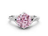 Platinum Fancy Pink Round  Solitaire Twist Band Six-Prong Setting 1