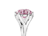 Platinum Fancy Pink Round  Solitaire Twist Band Six-Prong Setting
