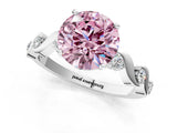 Platinum Fancy Pink Round  Solitaire Twisted Band with Prong Setting 3
