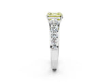Platinum Fancy Yellow Asscher Cut Brilliant Diamond Pavé Band with Six-Prong Setting_27