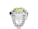 Platinum Fancy Yellow Asscher Cut Cut Diamond Halo Engagement Ring with Open Split Pavé Band_11
