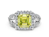 Platinum Fancy Yellow Asscher Cut Cut Diamond Halo Engagement Ring with Open Split Pavé Band_6