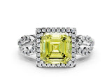 Platinum Fancy Yellow Asscher Cut Cut Halo Diamond Infinity Band with Four-Prong Setting_12