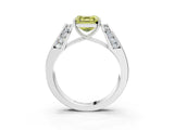 Platinum Fancy Yellow Asscher Cut Diamond Channel Set Solitaire Ring with Four-Prong Setting_41