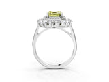 Platinum Fancy Yellow Asscher Cut Diamond Floral Double Halo Engagement Ring with Prong Setting_15