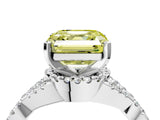 Platinum Fancy Yellow Asscher Cut Diamond  Halo Twist Band Solitaire Prong Setting Ring_16