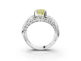 Platinum Fancy Yellow Asscher Cut Diamond Pave Art Deco Split Shank Ring with Four-Prong Setting_15