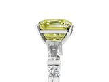 Platinum Fancy Yellow Asscher  Cut Diamond Ring with Baguette Side Stones, Channel Set Band, and Four-Prong Setting_41