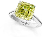 Platinum Fancy Yellow Asscher Cut Diamond Solitaire Engagement Ring with Cathedral Setting and Four-Prong Mount_1