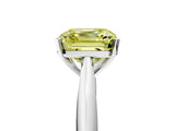 Platinum Fancy Yellow Asscher Cut Diamond Solitaire Engagement Ring with Cathedral Setting and Four-Prong Mount_5