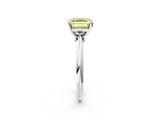 Platinum Fancy Yellow Asscher Cut Diamond Solitaire Engagement Ring with Classic Band and Four-Prong Setting_14